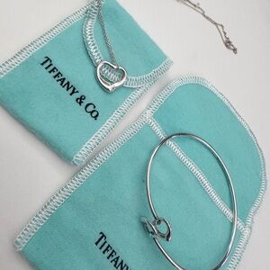 Tiffany & Co. Silver open Heart Bangle and Necklace